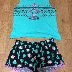 Hello Kitty 2-piece PJ Aztec Cactus Short Set -NWT